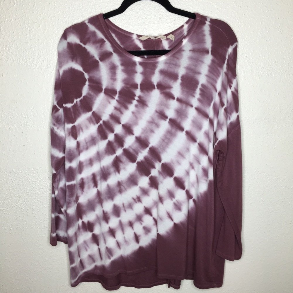 Soft Surroundings Tie Dye Drop Shoulder Lounge Long Sleeve Top PL